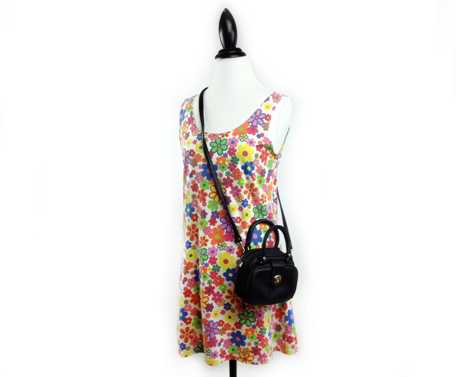 90's Mini Black Faux Leather Crossbody Purse