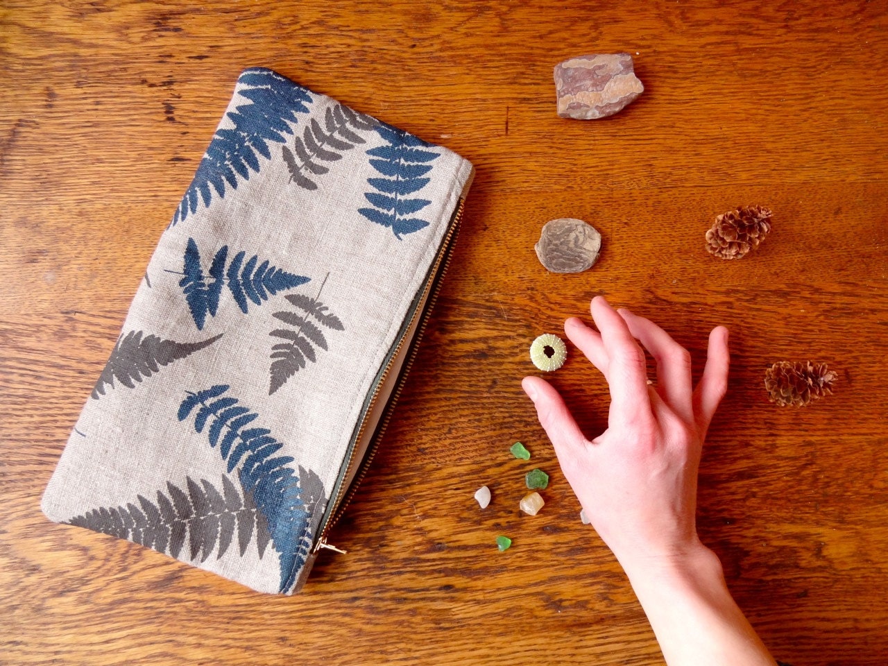 Printed Zipper Pouch - Screenprinted Clutch Bag