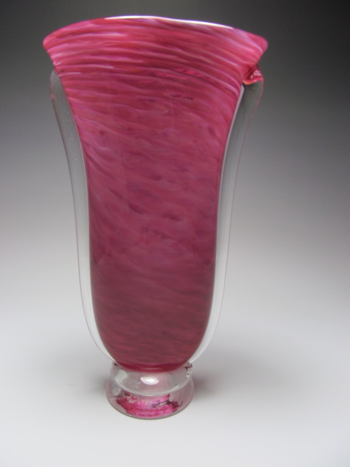 Blown Glass Cranberry and Pink Vase - Blown Glass Vase - Handmade Glass Vase - Valentines Day