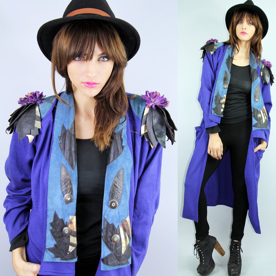 AVANT GARDE Grunge Suede Leather Knit Coat - Vintage Clothing by TatiTatiVintage on Etsy