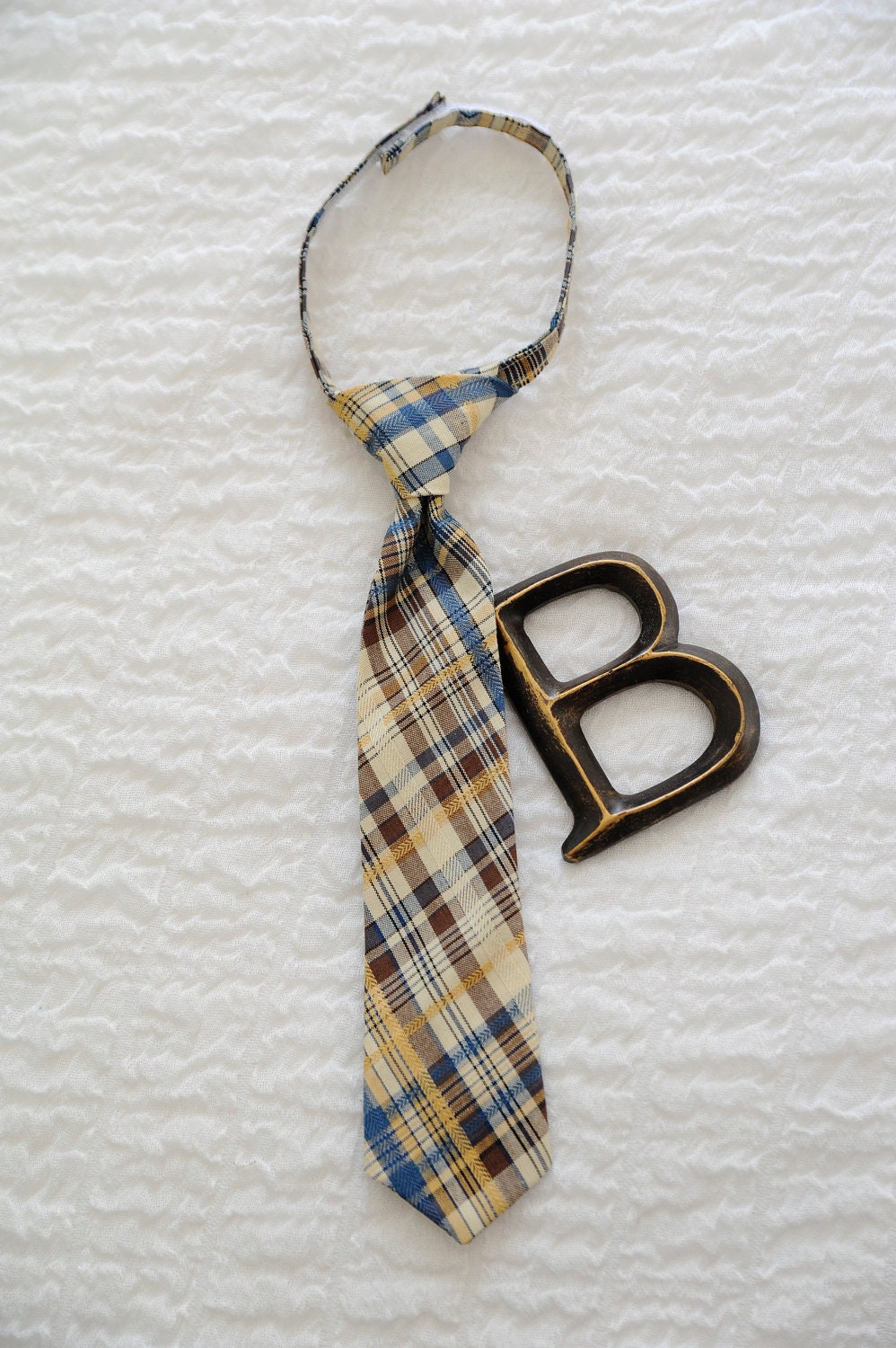 Brown Plaid Tie, Plaid Toddler Tie, Plaid Boys Tie
