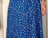 Vintage wrap skirt, blue floral skirt, XL, plus size