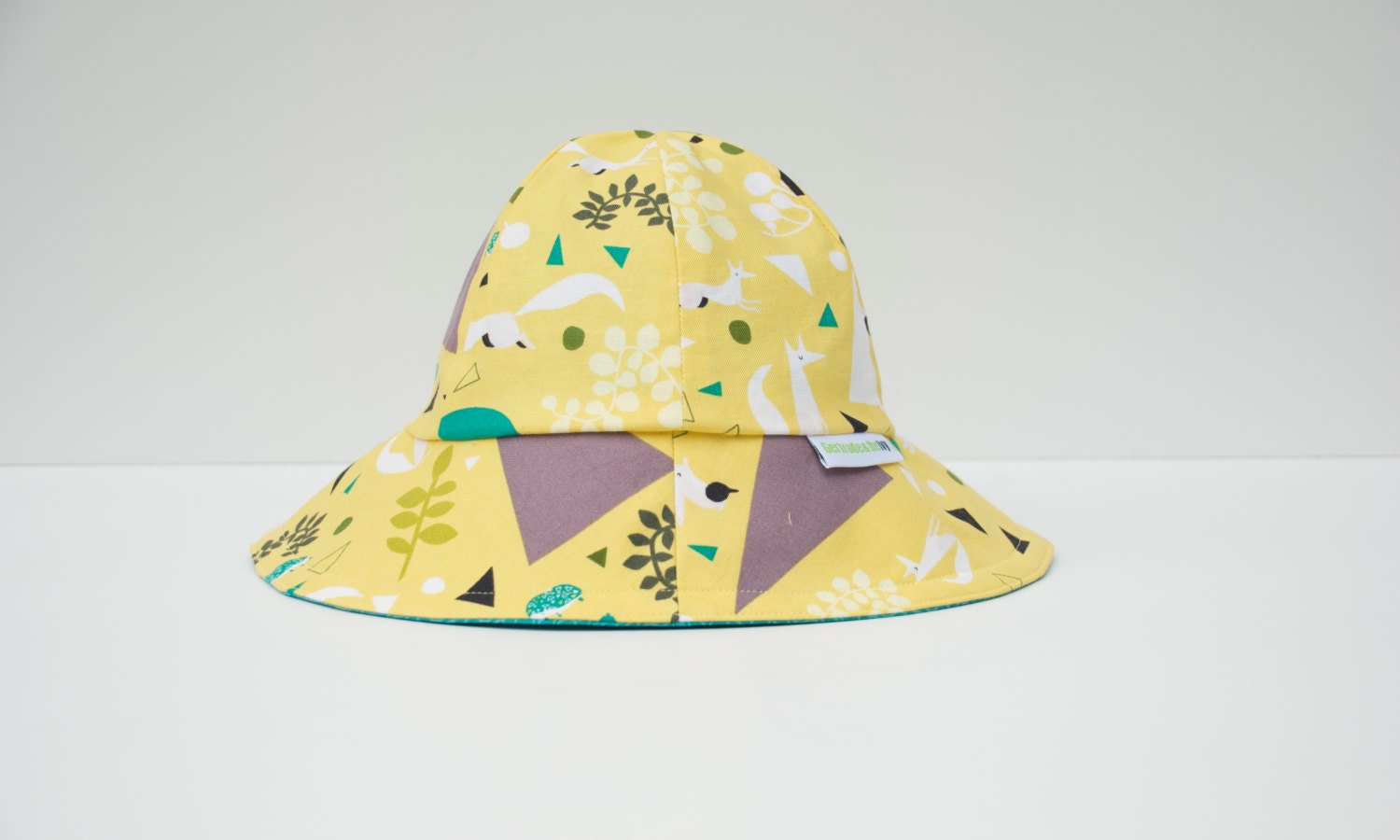 Children's Sun Hat Reversible (3-5 years) - Yellow Fox