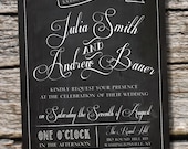 VINTAGE BLACKBOARD Chalkboard Poster Wedding Invitation/Response Card - 100 Professionally Printed Invitations & Response Cards