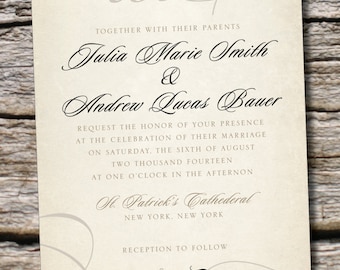 VINTAGE LOVE Rustic Style Wedding Invitation/Response Card - 100 Professionally Printed Invitations & Response Cards