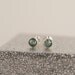stud earrings - teal resin and metallic silver leaf flakes - silver settings