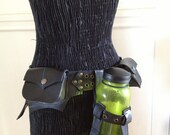 Recycled Bike inner tube Bottle Holder Adjustable Belt Beer Water Wine Burning Man Eco Friendly Upcycled Rubber Post Apocalyptic Utility