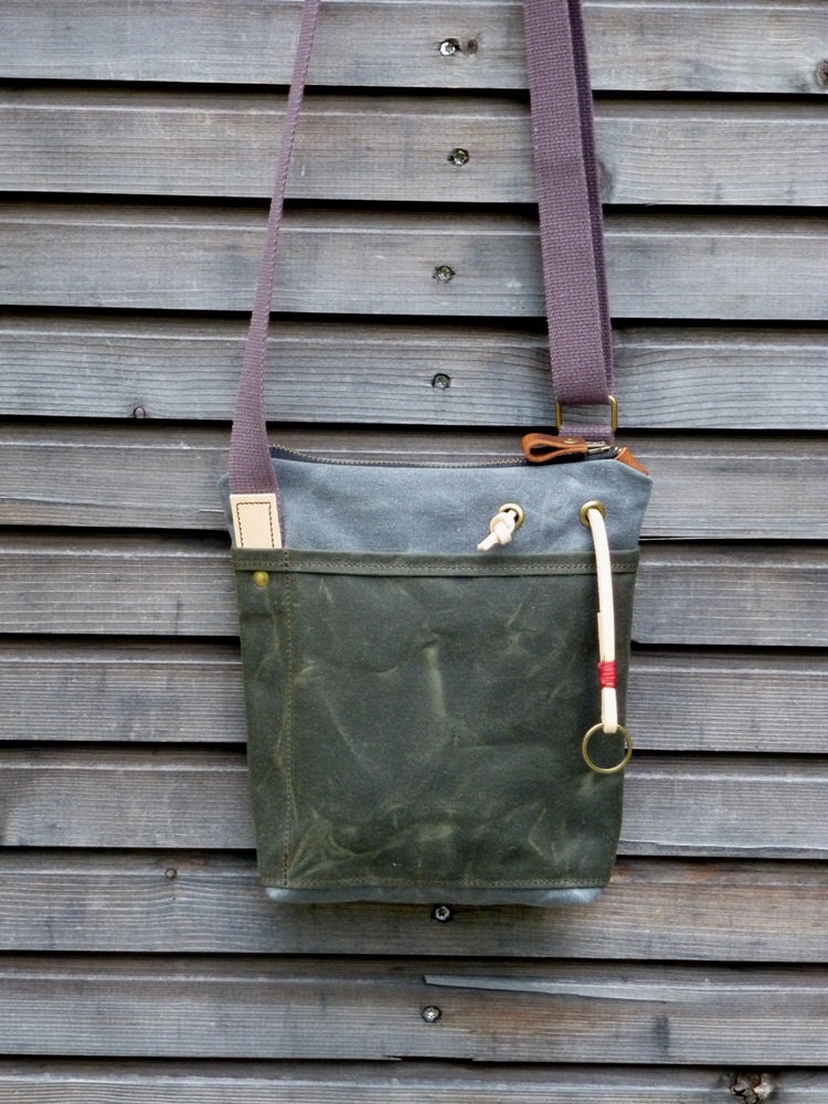 Waxed canvas day bag/small messenger bag COLLECTION UNISEX Father's day gift