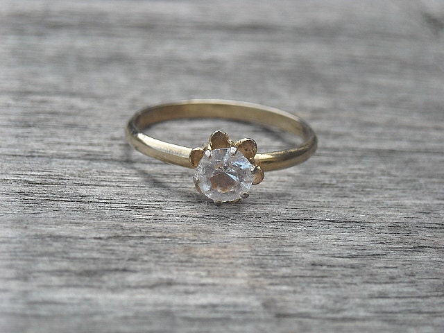Vintage Ring, Vintage Gold Ring, Vintage Diamond Ring, Jewel Ring, Gemstone Ring, 1970's, 70's, Size 7,