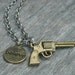 Gun Necklace, Hand Stamped Jewelry, Pistol Necklace, Revolver Necklace, Western Pistol Necklace, Hand Stamped Necklace, Believe Necklace,
