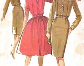 1960s Junior Shirtwaist Dress with Slim or Full Skirt Vintage Sewing Pattern, Rockabilly, Mad Men,  McCall's 6528 Bust 35"