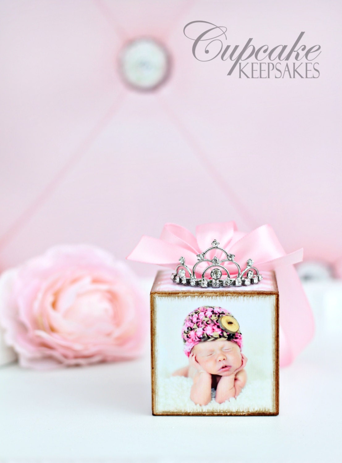 Personalized Pink Chevron Tiara Keepsake Gift