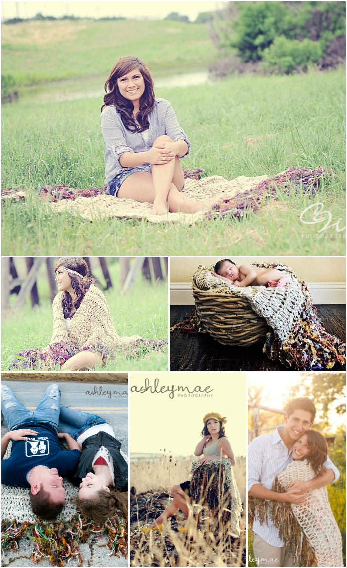 Farm Charm - Picnic in the Pasture Picnic Blanket Throw Afghan - Farmgirl in the Field Meadow