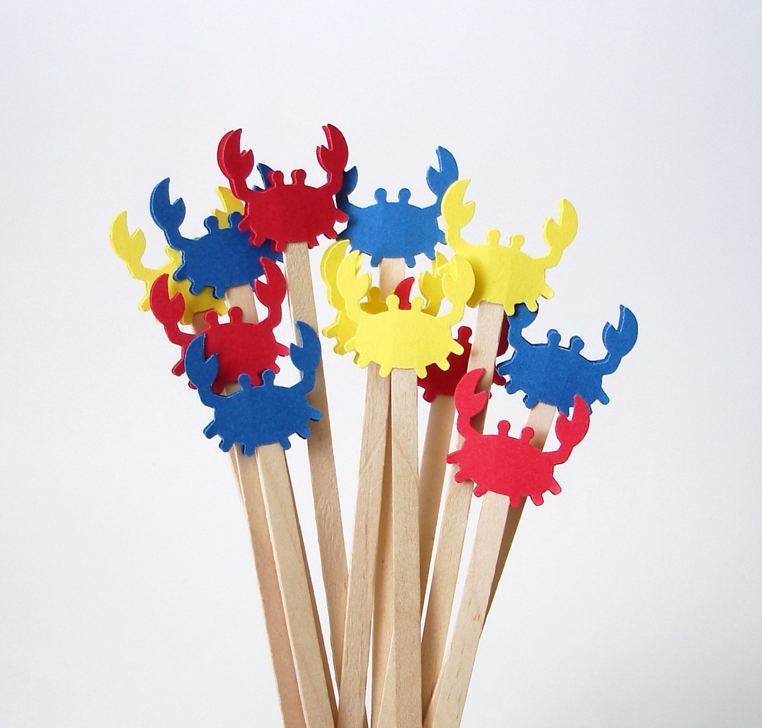 12 Crab Drink Stirrers, Coffee Stirrers, Tea Stirrers, Cocktail Stirrers, Beverage Stirrers, Cake Toppers, Cupcake Toppers - DS02