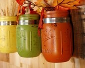 Fall Fiesta mason jar trio Wall Decor on dark stained recycled board Fall and Summer Kitchen decor