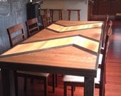 LONG Chevron Inspired Dining Table Top in Walnut Color