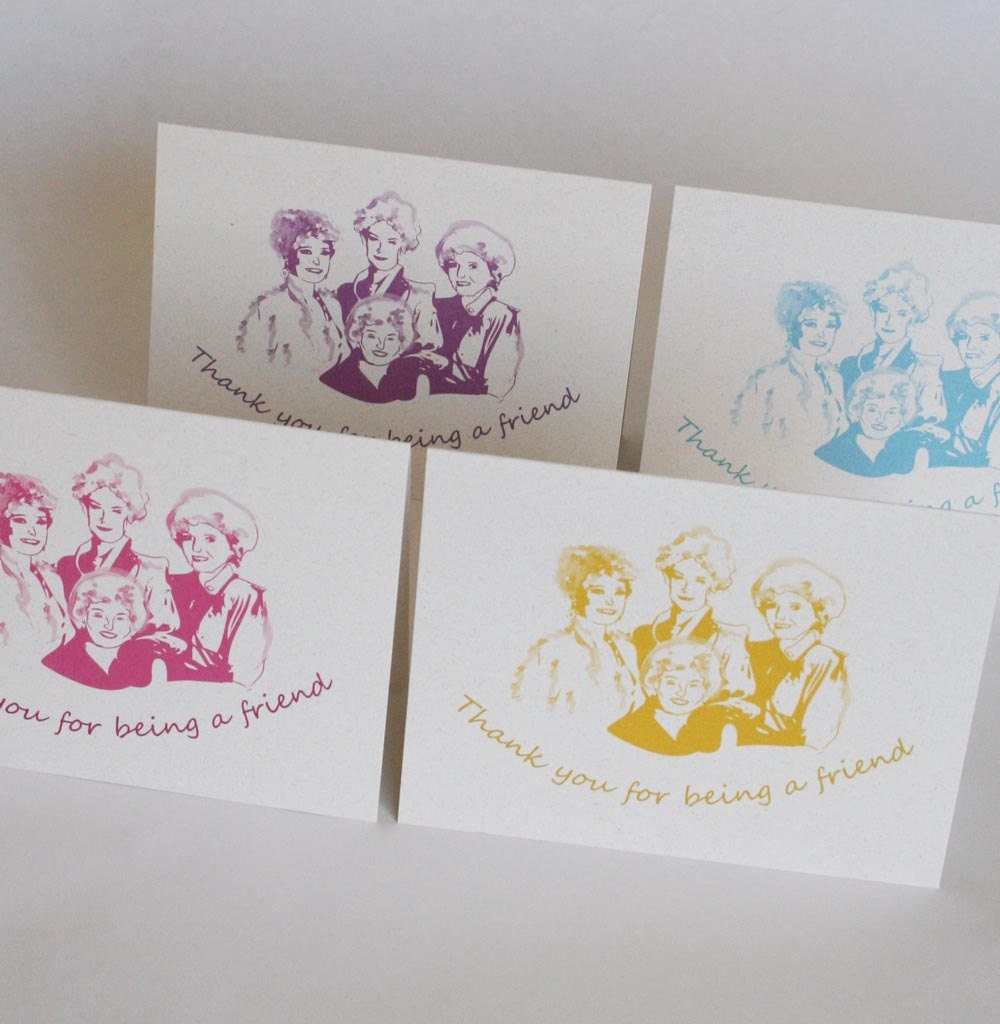 Golden Girls Thank You for being a Friend Card Set - Set of 4 Thank you Cards - Golden Girls Card