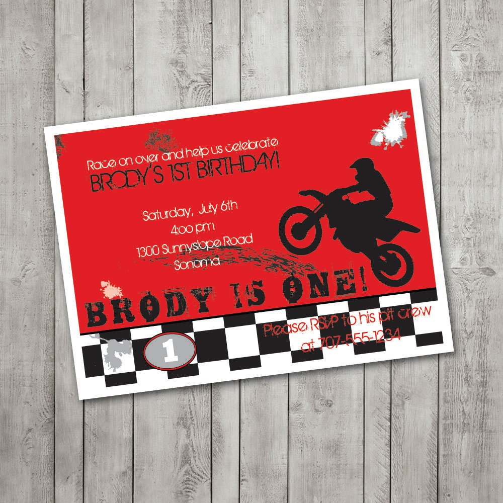 Printable Personalized Invitations - Dirt Bike Collection