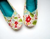 Women's Slippers - Red, Pink, and Jade Floral Lady-Birds