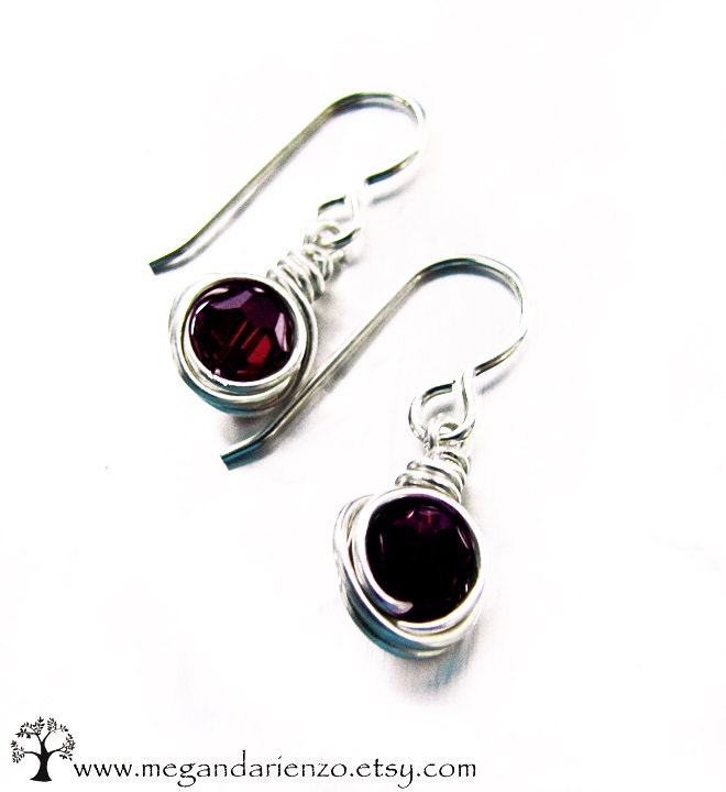 Garnet Red simplicity Bridesmaid Earrings, January Birthstone earrings