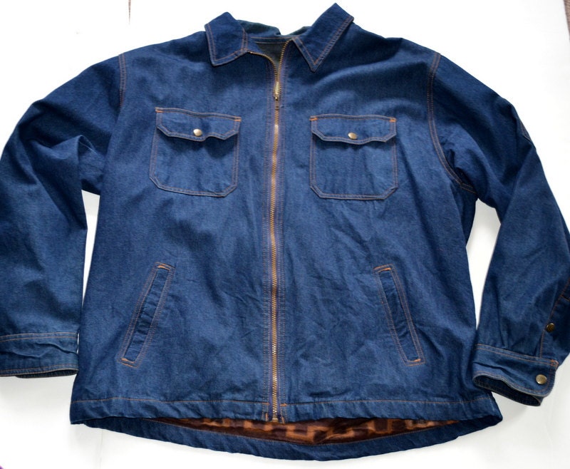 Vtg haband exclusive / 90's denim jean /southwest zip up jacket / lined