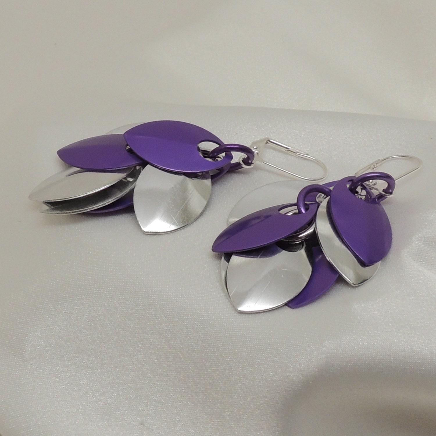 Purple and Silver Dragon Scale Earrings