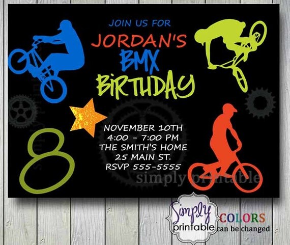BMX Birthday Invitation Il_570xn