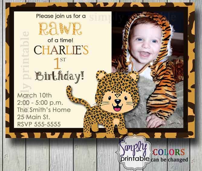 Leopard Birthday Invitation for Boys or Girls (Printable Digital file) Il_570xn