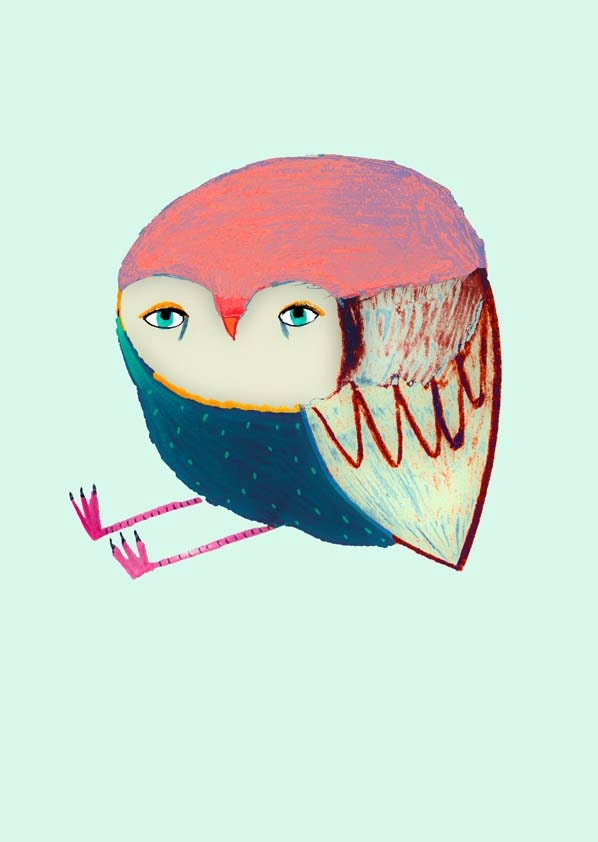 Lovely Owl. Owl Poster for kids. Illustration art print.