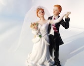 Bride and Groom, Wedding Figurine, Dancing Couple, Cake Topper / Black / White / Pink / Vestiesteam