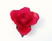 Porcelain Flower, Red Rose, Porcelain Sculpture, Italian Pottery / Simple Elegance