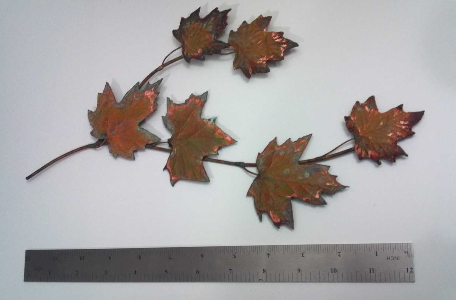 Copper Maple Branch 13:copper art,metal art,metal sculpture,home decor,wall art,wall decor,American made