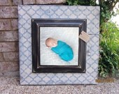 8x8 Distressed Picture Frame, Slate Gray / Linen / Bittersweet Chocolate