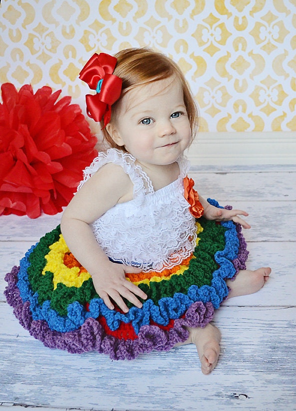 Crochet Pettiskirt - Rainbow Pettiskirt - Infant Pageant Skirt - Baby Pettiskirt