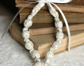 Gray & Ivory Teething Ring Necklace for Breastfeeding/Nursing Necklace, Teething Necklace, Babywearing, Fabric Necklace