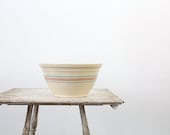 Vintage McCoy Stoneware Bowl / 12" Bowl / Pink & Blue Stripe