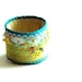 SUMMER BRACELET, Embroidered Jewelry, Turquoise Lime, Silk Bracelet, Quilted Textile