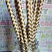 Gold Chevron Paper Straws, Party Drinking Straws with Printable DIY Flag Toppers (50 count)
