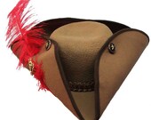 Steampunk Swashbuckler Brown Tricorn Naval Military Hat