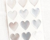 48 Heart Label Stickers- SILVER