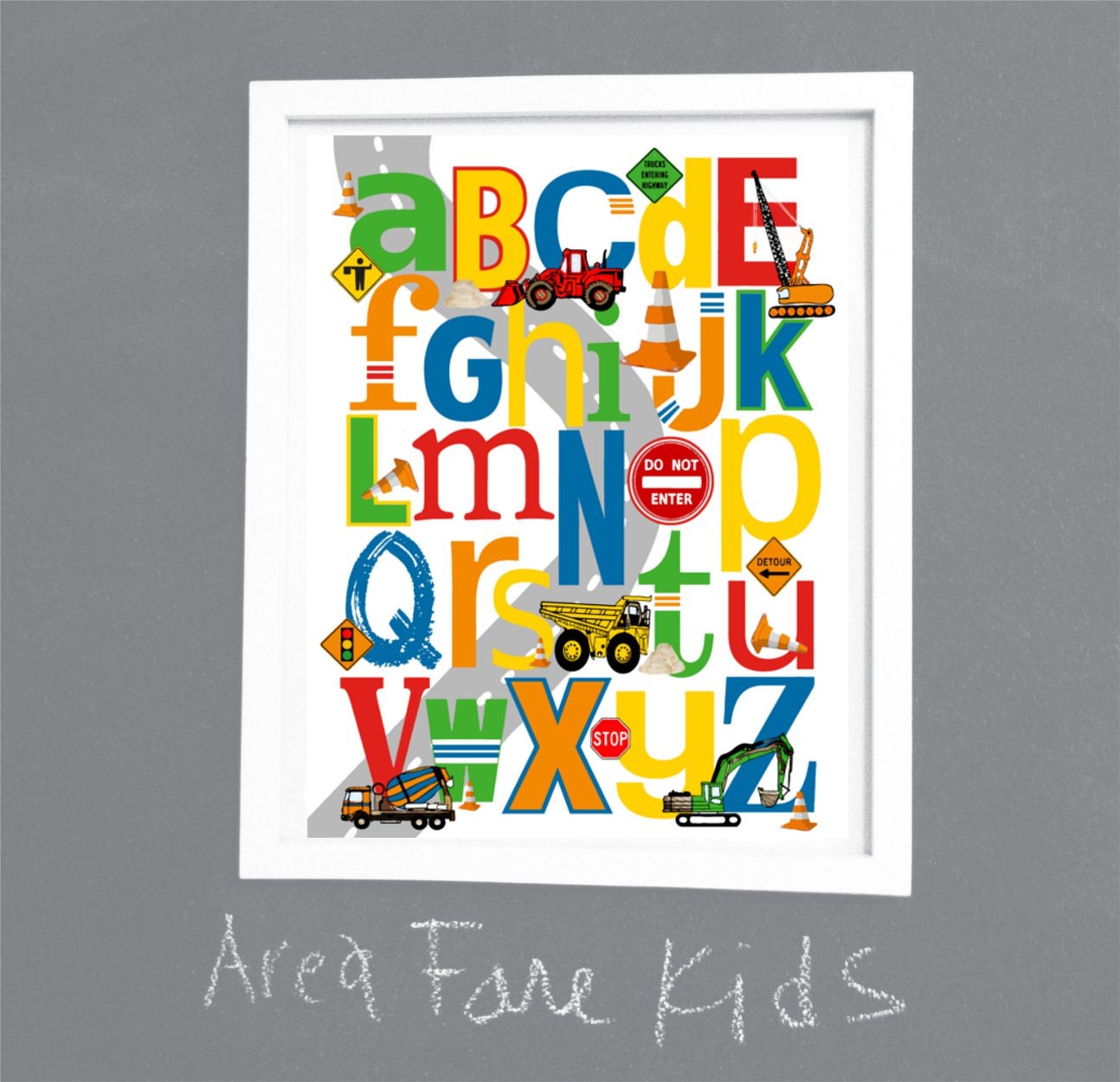 8 x 10 CONSTRUCTION ABC Nursery Art Print