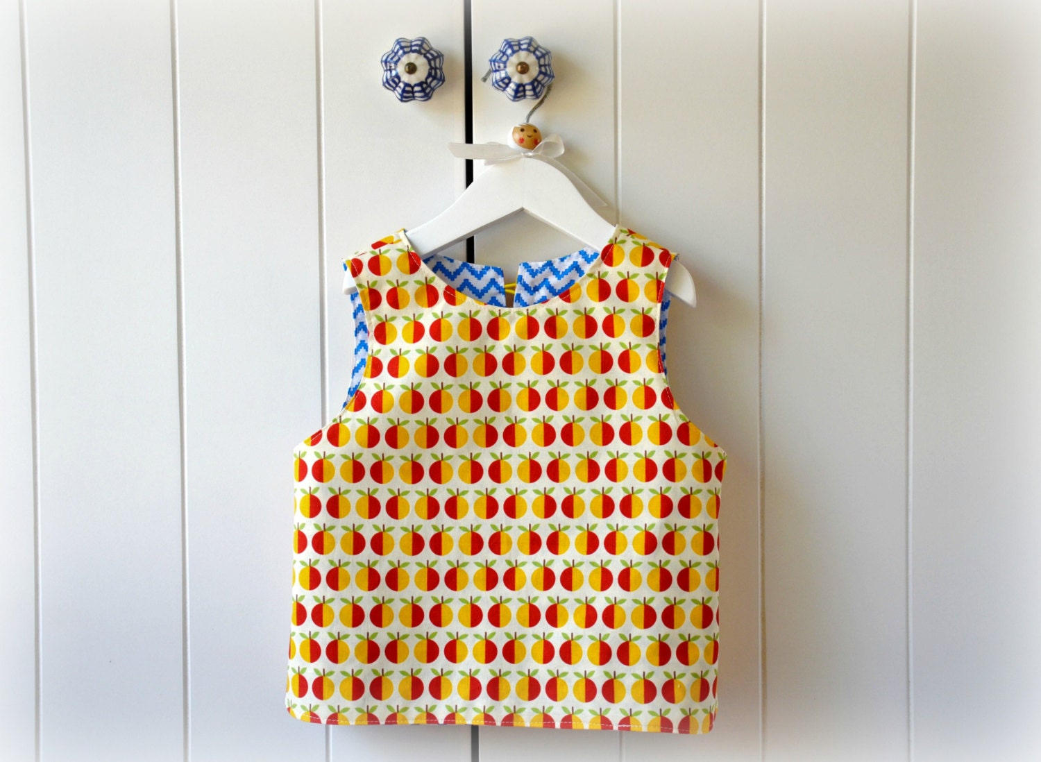 retro apples Baby Apron /  vest / bib smock