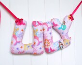 LILY - Personalized Baby name wall hanging, kids nursery decor. Perfect Christening gift for a new baby girl. Pink Mermaid.
