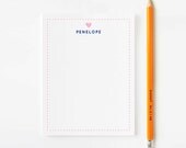 Kids Stationery set for girls - heart and poka dots personalized with name