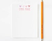 Girls Stationery Set // Personalized stationery set // hearts stationery // girls stationary // Choose your colors