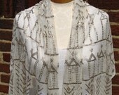 Vintage 1920s  Art Deco Assuit Shawl with Metal Deco Design / 20s Egyptian Shawl / Free Shipping US