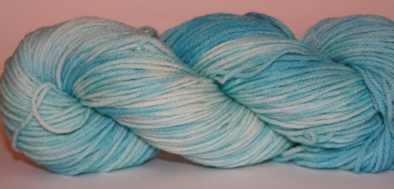 Merino Worsted Wool Hand Dyed Yarn- Cloudy Sky