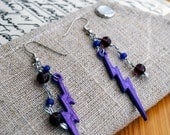 Purple Lightning Earrings Beaded Punk Jewelry