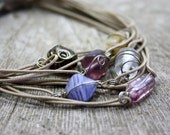 SPECIAL OFFER..6 bracelet stack...bridesmaid gift...set of 6...wired glassbeads...adjustable...stackable...natural colors
