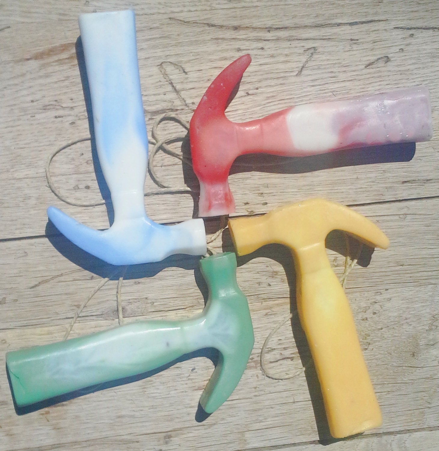 4 Pack Hammer Soaps on a Rope - Pick Your Colors - Unique Soap on a Rope - Gifts for Him - Fathers Day - Birthdays - Carpenters